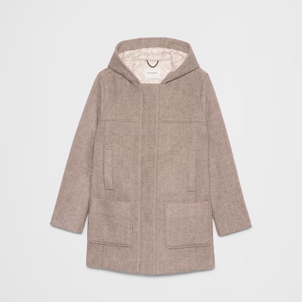 Banana Republic Factory Beige Hooded Pea Coat